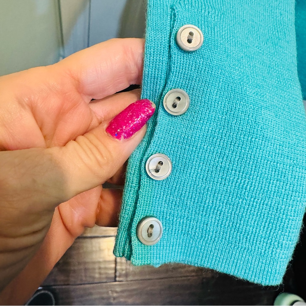 Banana Republic Brand New with tags Turquoise V-Neck Merino Wool Sweater - Picture 3 of 10